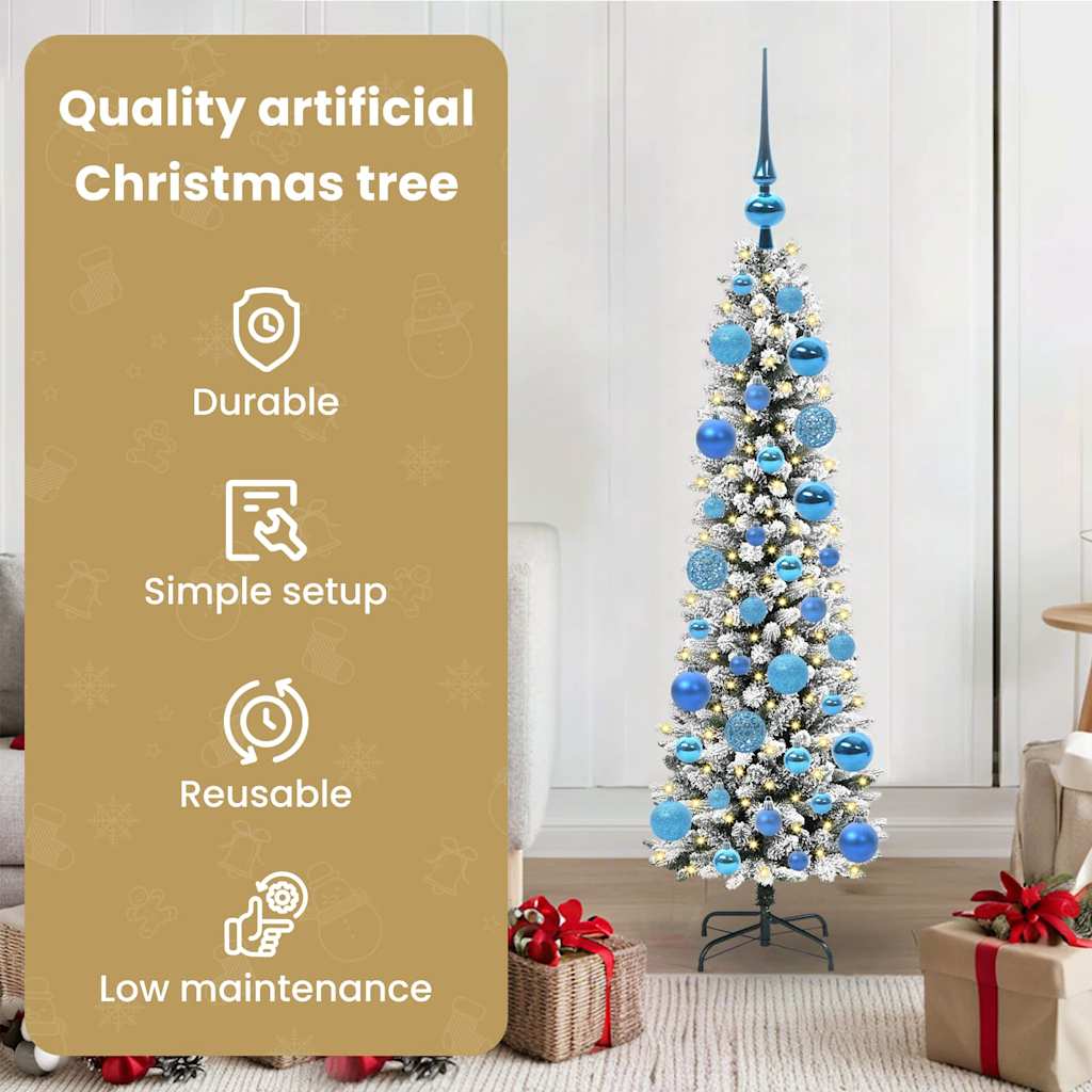 Dirbtinė Kalėdų eglutė EMBER CRYSTAL, su 150 LED stovu Žalia ir balta 120 cm.