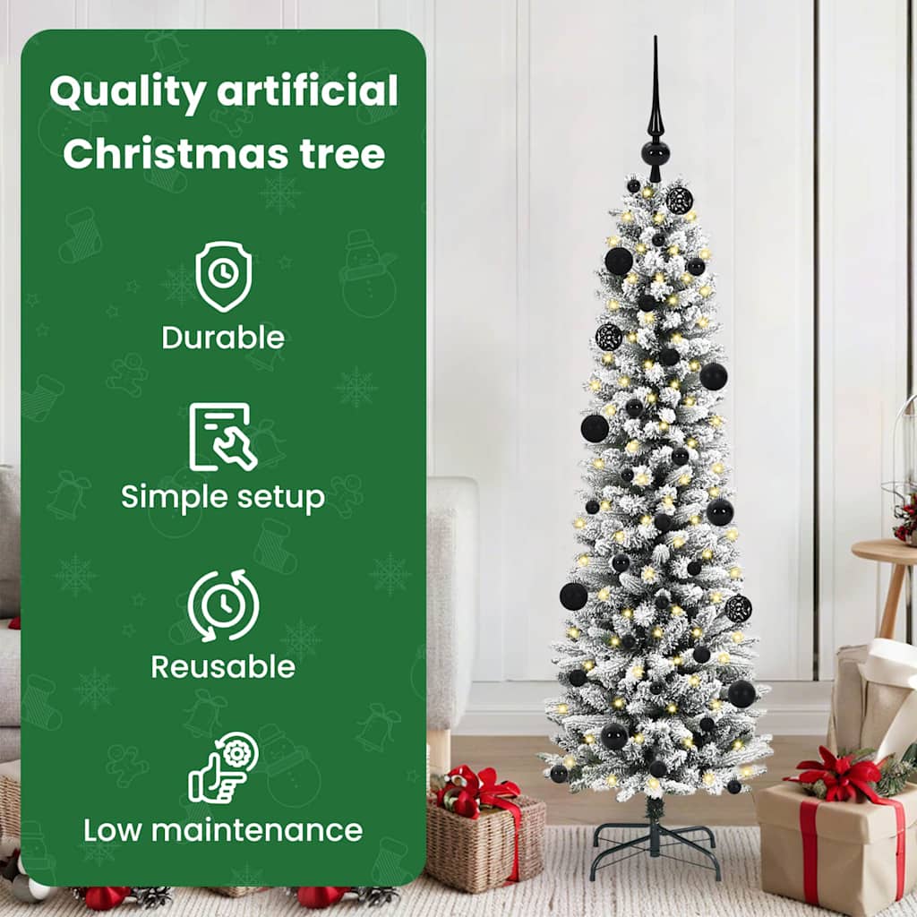 Mākslīgā Ziemassvētku eglīte AK SNOW ar 150 LED statīvu, zaļa un balta, 150 cm.