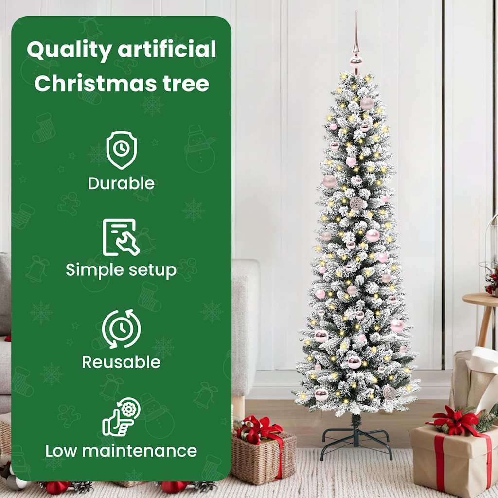 Dirbtinė Kalėdų eglutė AK SNOW, su 150 LED stovu Žalia ir balta 150 cm.