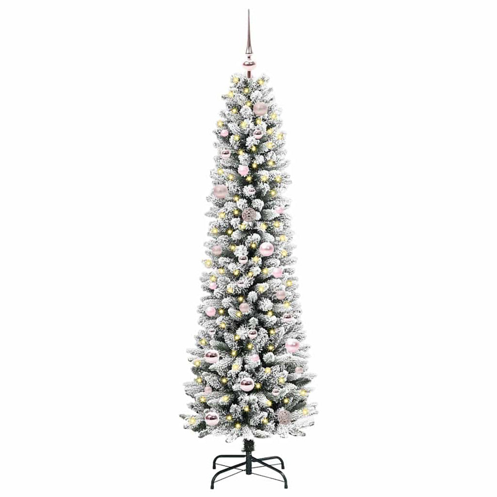 Dirbtinė Kalėdų eglutė AK SNOW, su 150 LED stovu Žalia ir balta 150 cm.