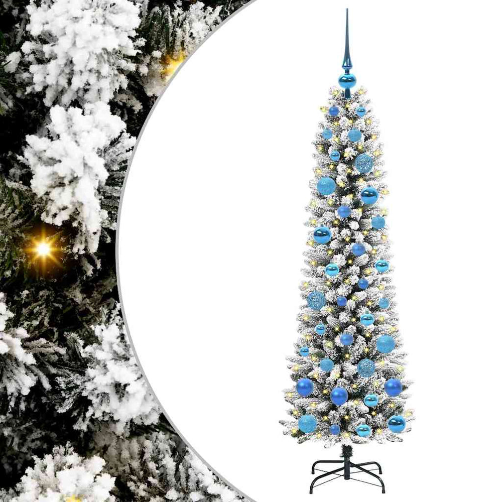 Dirbtinė Kalėdų eglutė AK SNOW, su 150 LED stovu Žalia ir balta 150 cm.