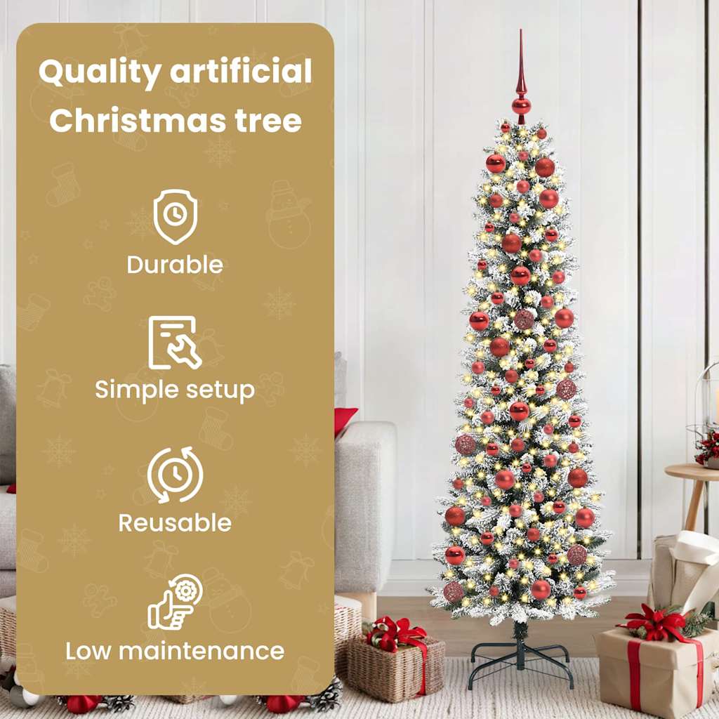 Dirbtinė Kalėdų eglutė SHINE WINTER, su 300 LED stovu Žalia ir balta 180 cm.