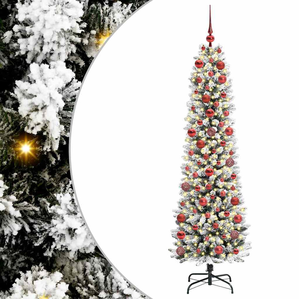 Dirbtinė Kalėdų eglutė SHINE WINTER, su 300 LED stovu Žalia ir balta 180 cm.