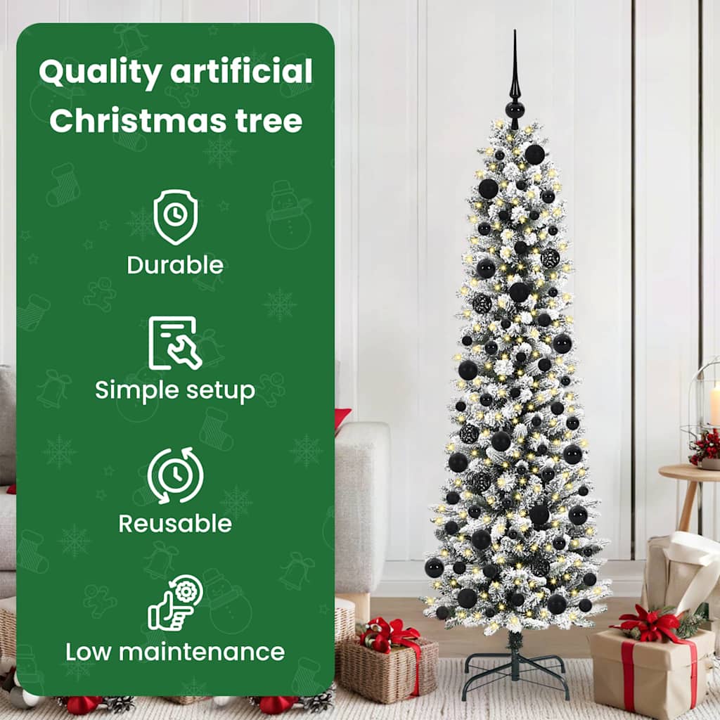 Dirbtinė Kalėdų eglutė SHINE WINTER, su 300 LED stovu Žalia ir balta 180 cm.