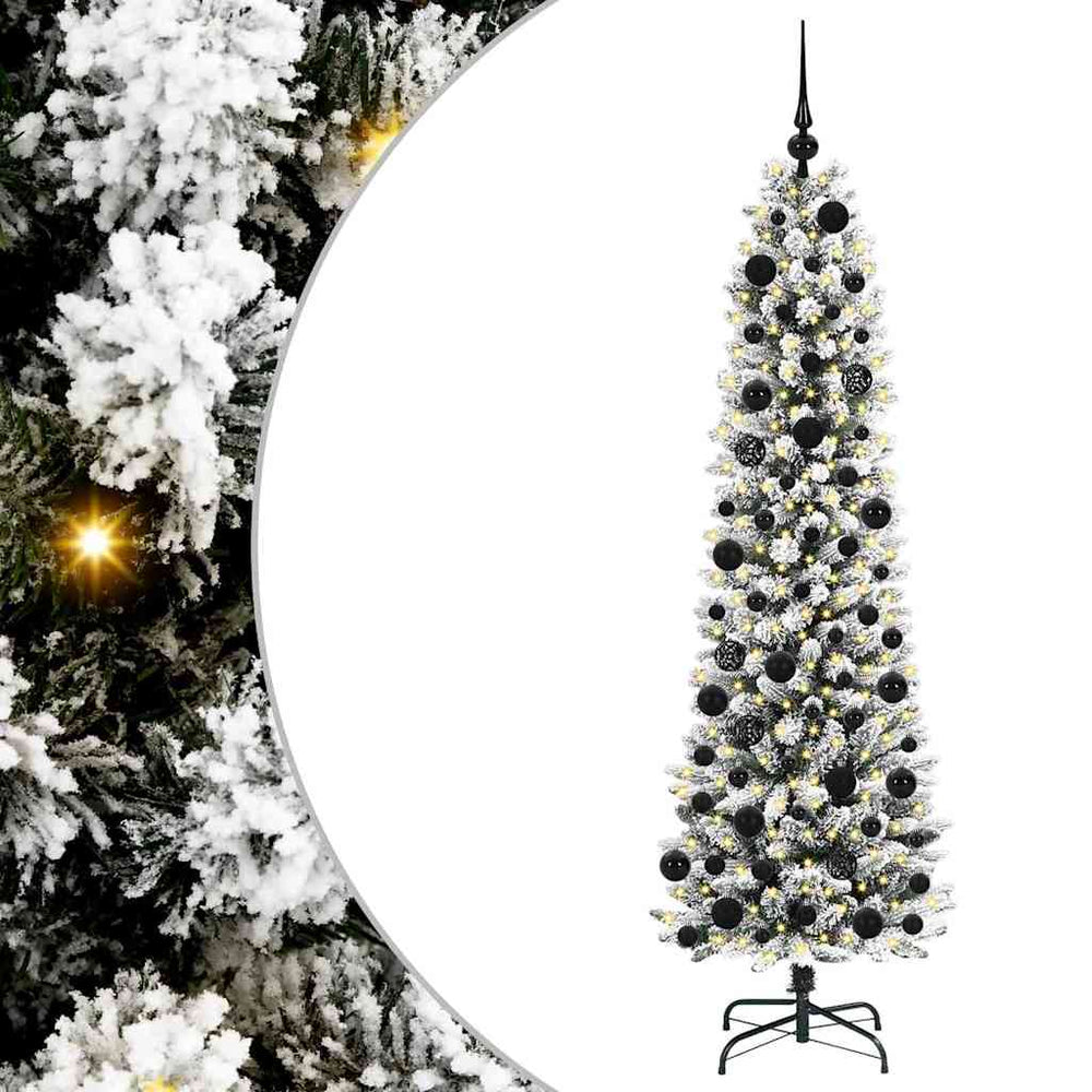 Dirbtinė Kalėdų eglutė SHINE WINTER, su 300 LED stovu Žalia ir balta 180 cm.