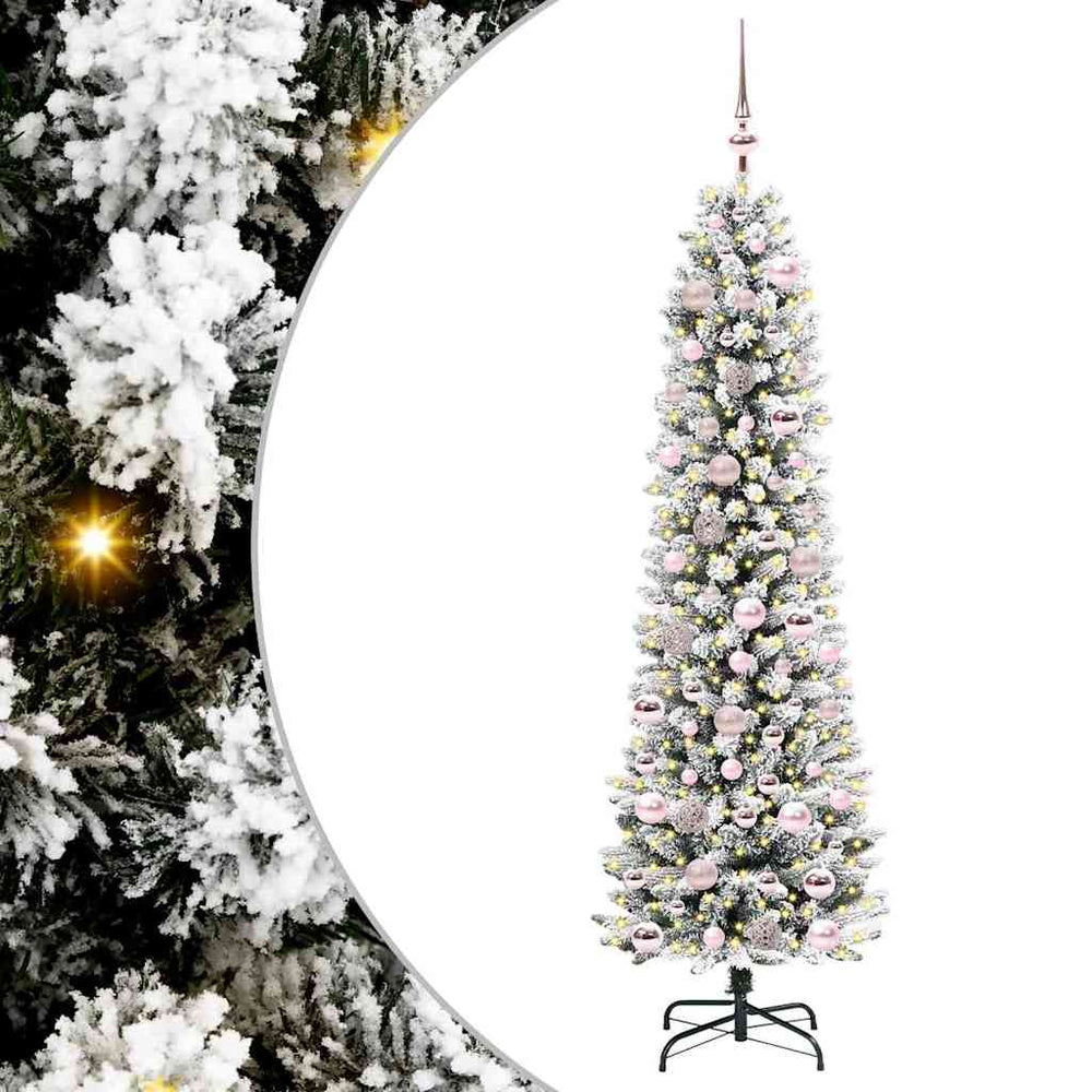 Dirbtinė Kalėdų eglutė SHINE WINTER, su 300 LED stovu Žalia ir balta 180 cm.