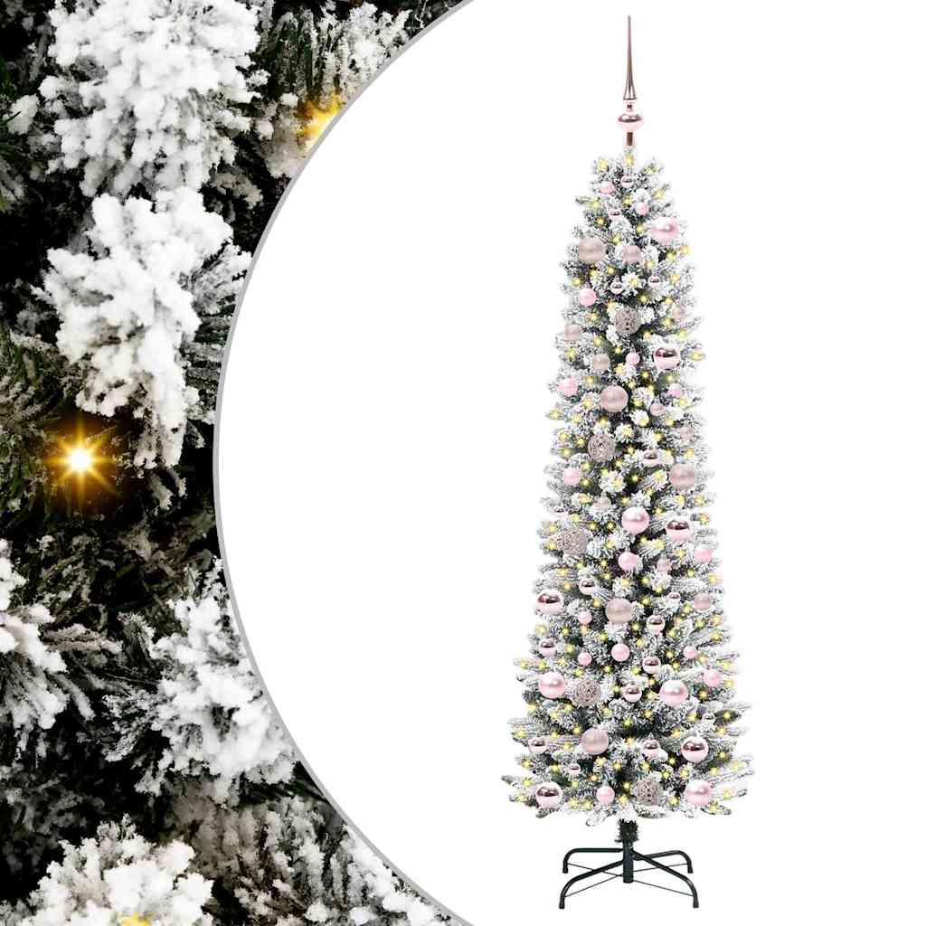 Dirbtinė Kalėdų eglutė SHINE WINTER, su 300 LED stovu Žalia ir balta 180 cm.