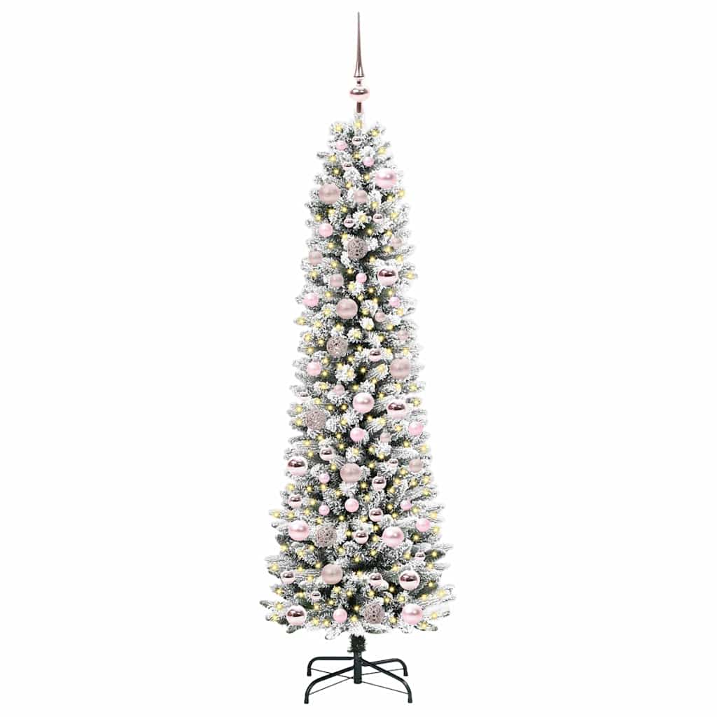 Dirbtinė Kalėdų eglutė SHINE WINTER, su 300 LED stovu Žalia ir balta 180 cm.