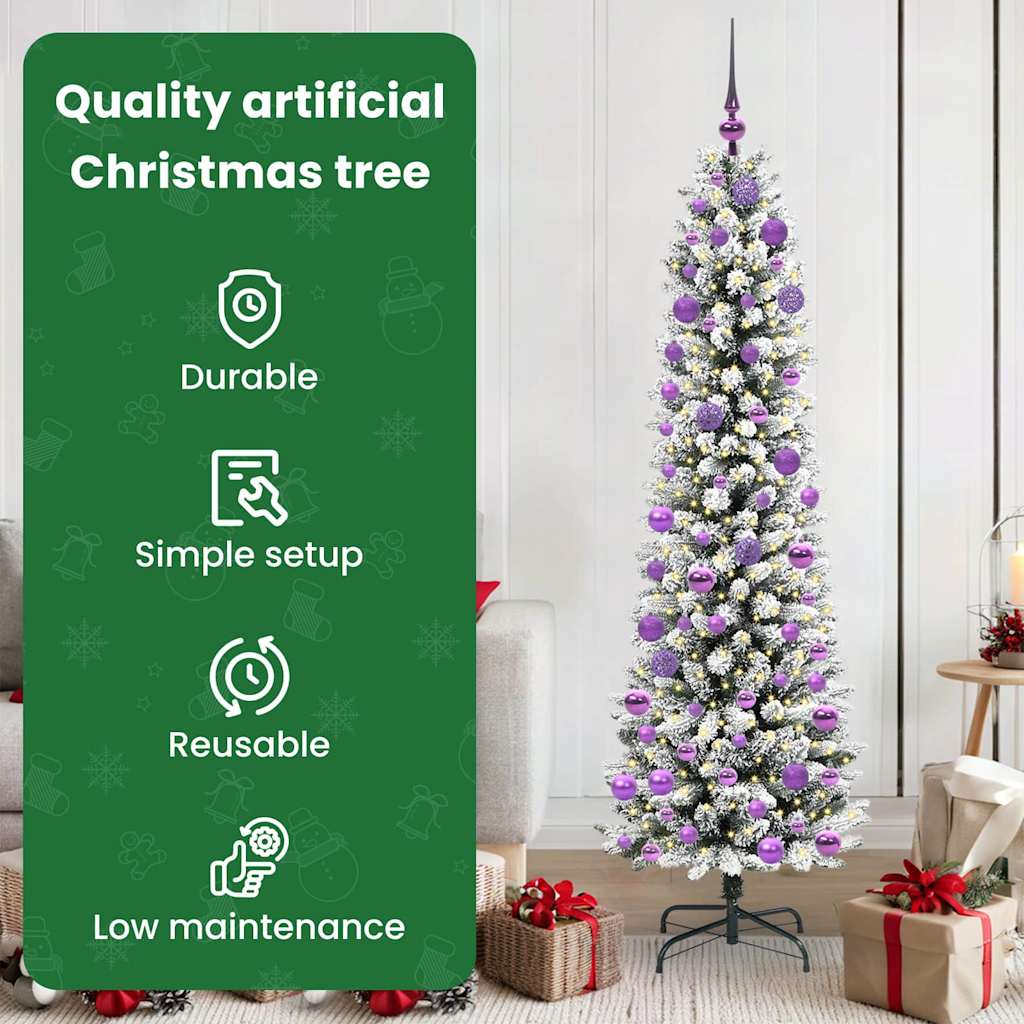 Dirbtinė Kalėdų eglutė SHINE WINTER, su 300 LED stovu Žalia ir balta 180 cm.