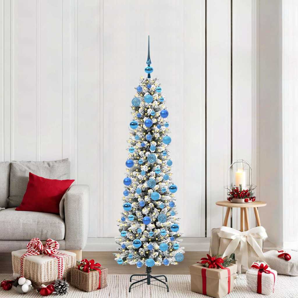 Artificial Christmas tree SHINE WINTER, with 300 LED stand, Green and White, 180 cm.