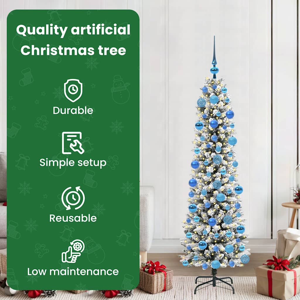 Dirbtinė Kalėdų eglutė SHINE WINTER, su 300 LED stovu Žalia ir balta 180 cm.