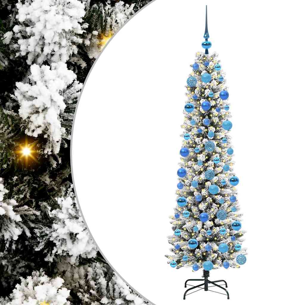 Artificial Christmas tree SHINE WINTER, with 300 LED stand, Green and White, 180 cm.
