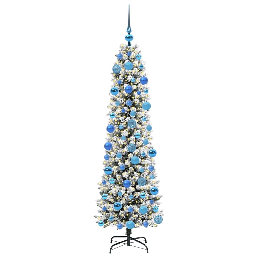 Artificial Christmas tree SHINE WINTER, with 300 LED stand, Green and White, 180 cm.