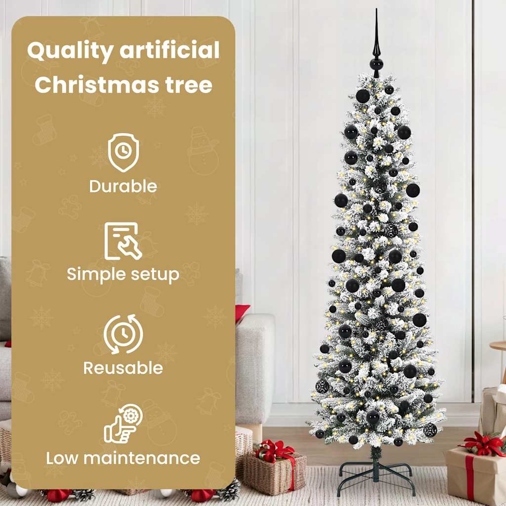 Dirbtinė Kalėdų eglutė GROVE DREAM, su 300 LED stovu Žalia ir balta 210 cm.