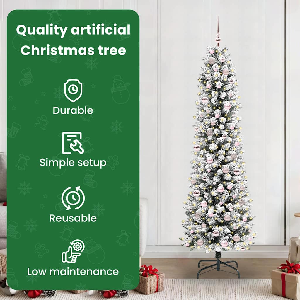 Dirbtinė Kalėdų eglutė GROVE DREAM, su 300 LED stovu Žalia ir balta 210 cm.