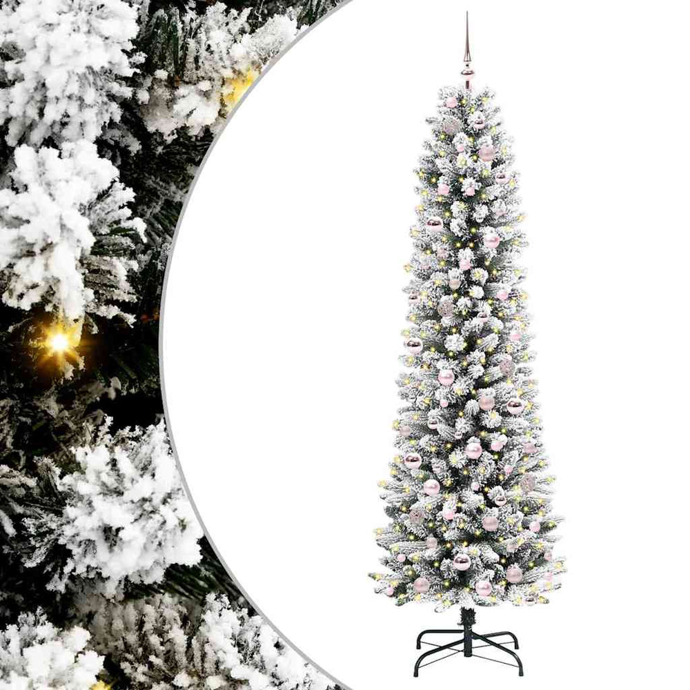 Dirbtinė Kalėdų eglutė GROVE DREAM, su 300 LED stovu Žalia ir balta 210 cm.