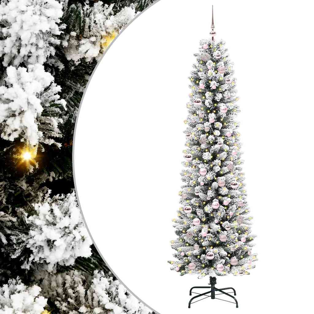 Dirbtinė Kalėdų eglutė GROVE DREAM, su 300 LED stovu Žalia ir balta 210 cm.