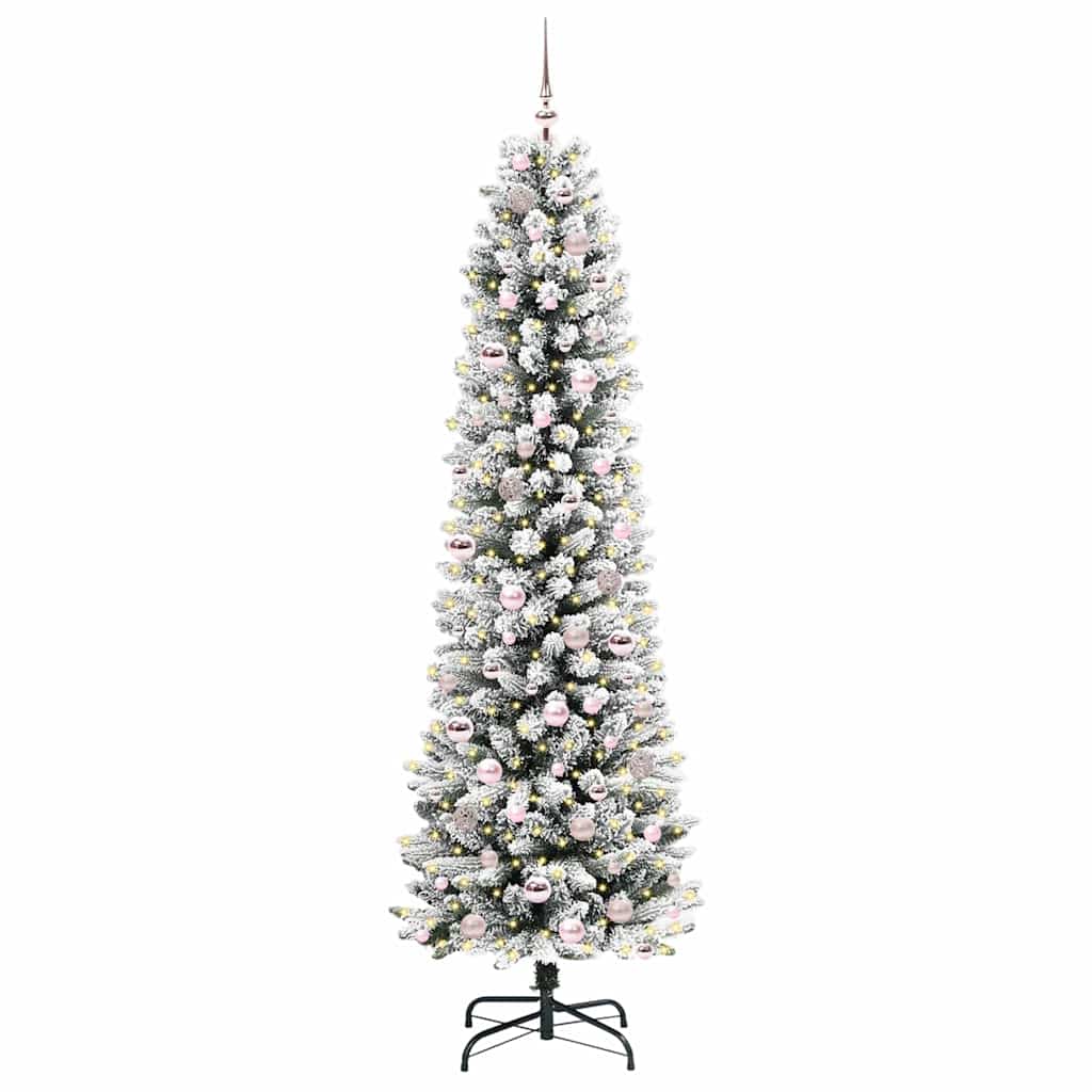 Dirbtinė Kalėdų eglutė GROVE DREAM, su 300 LED stovu Žalia ir balta 210 cm.