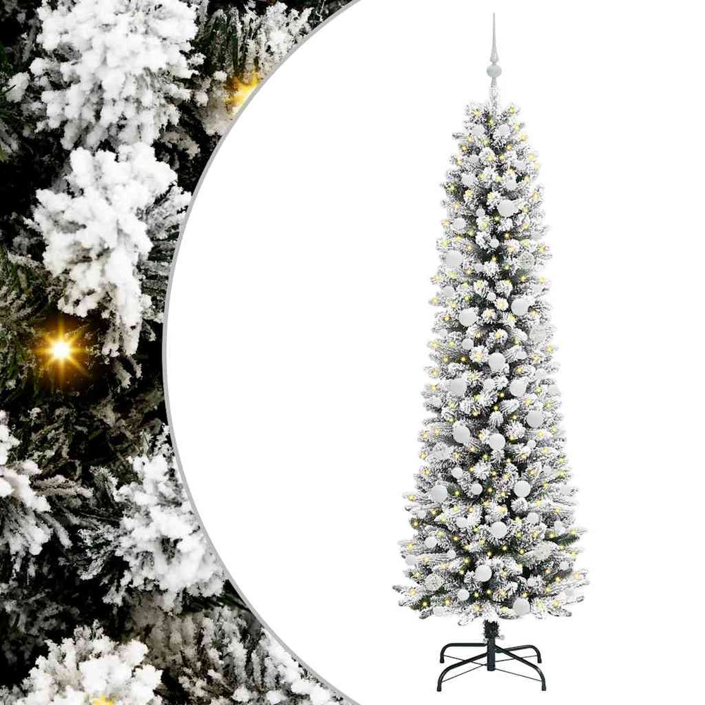 Dirbtinė Kalėdų eglutė GROVE DREAM, su 300 LED stovu Žalia ir balta 210 cm.