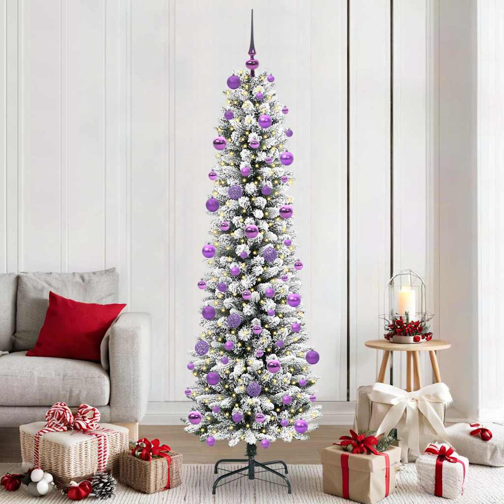 Mākslīgā Ziemassvētku eglīte GROVE DREAM, ar 300 LED statīvu, zaļa un balta, 210 cm.