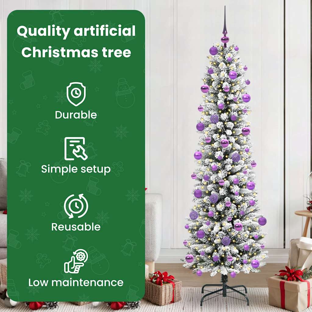Dirbtinė Kalėdų eglutė GROVE DREAM, su 300 LED stovu Žalia ir balta 210 cm.