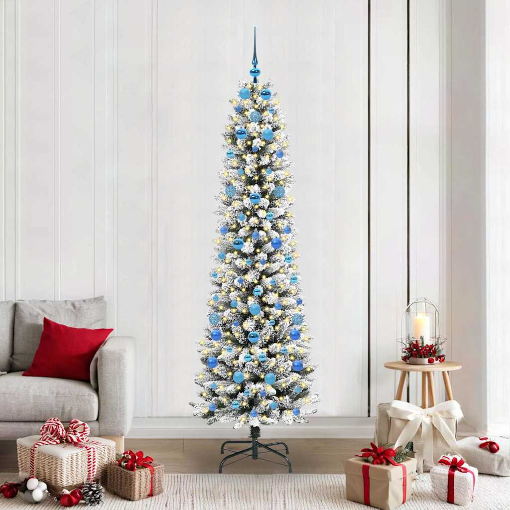 Dirbtinė Kalėdų eglutė GROVE DREAM, su 300 LED stovu Žalia ir balta 210 cm.
