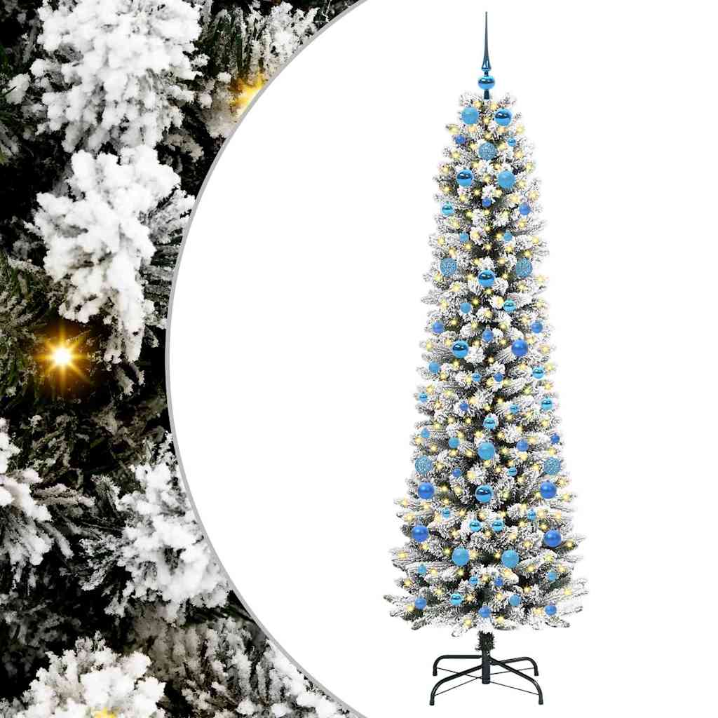 Dirbtinė Kalėdų eglutė GROVE DREAM, su 300 LED stovu Žalia ir balta 210 cm.