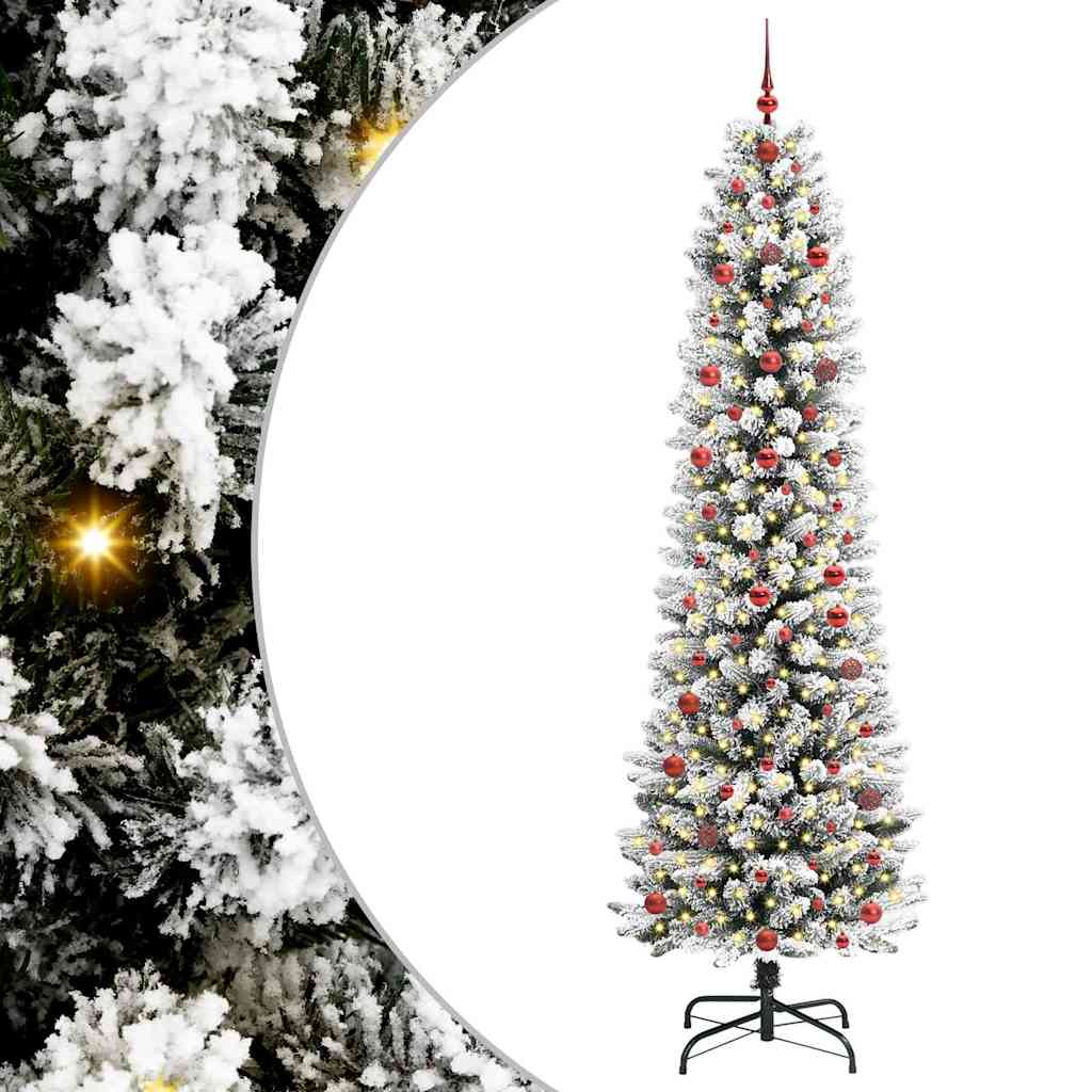Dirbtinė Kalėdų eglutė HOLLOW SNOW, su 300 LED stovu Žalia ir balta 240 cm.
