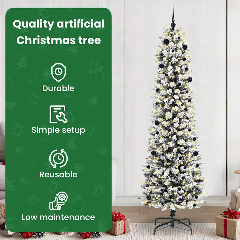 Dirbtinė Kalėdų eglutė HOLLOW SNOW, su 300 LED stovu Žalia ir balta 240 cm.