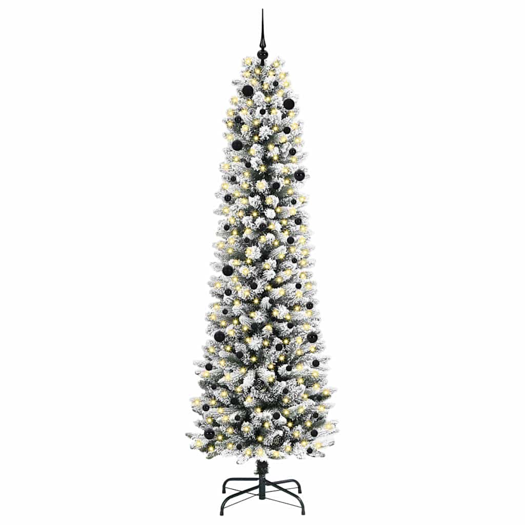 Dirbtinė Kalėdų eglutė HOLLOW SNOW, su 300 LED stovu Žalia ir balta 240 cm.