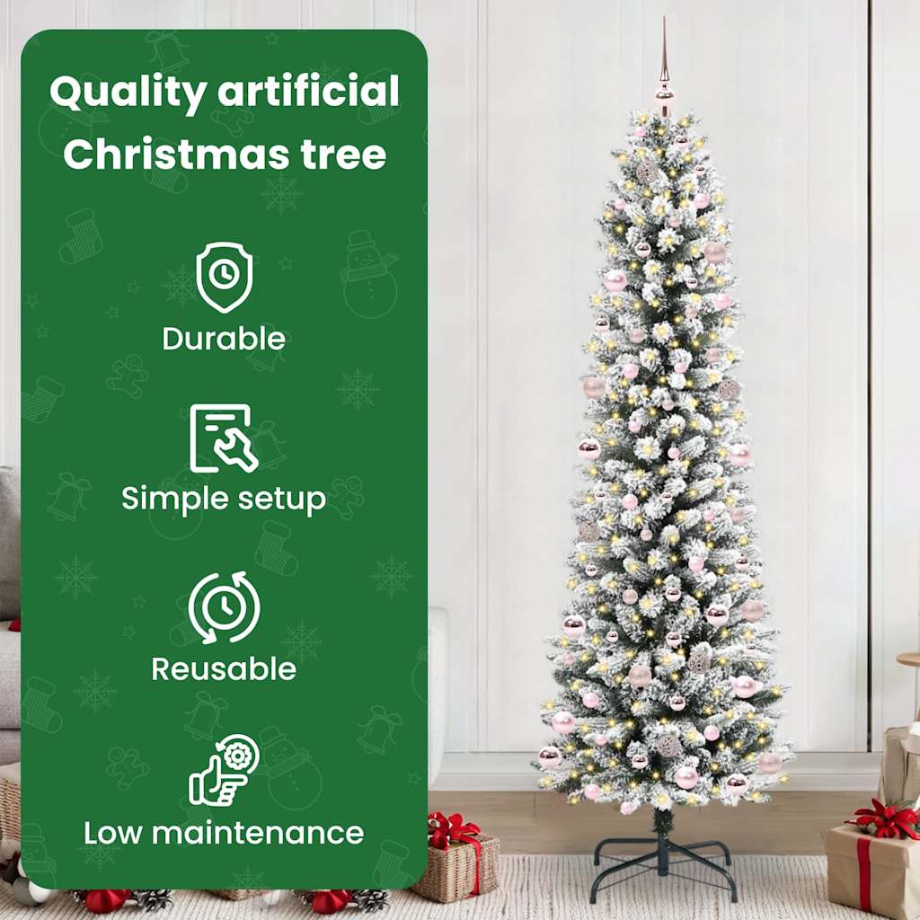 Dirbtinė Kalėdų eglutė HOLLOW SNOW, su 300 LED stovu Žalia ir balta 240 cm.