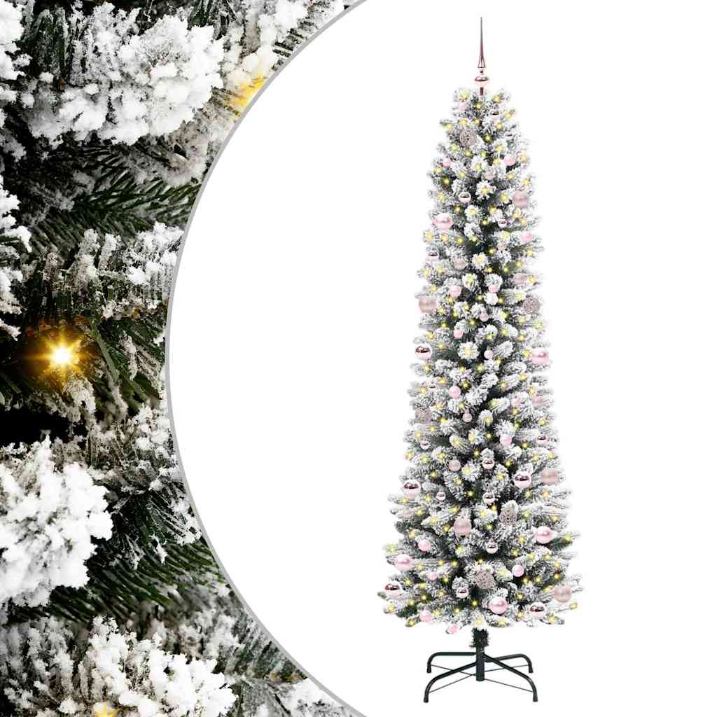 Dirbtinė Kalėdų eglutė HOLLOW SNOW, su 300 LED stovu Žalia ir balta 240 cm.
