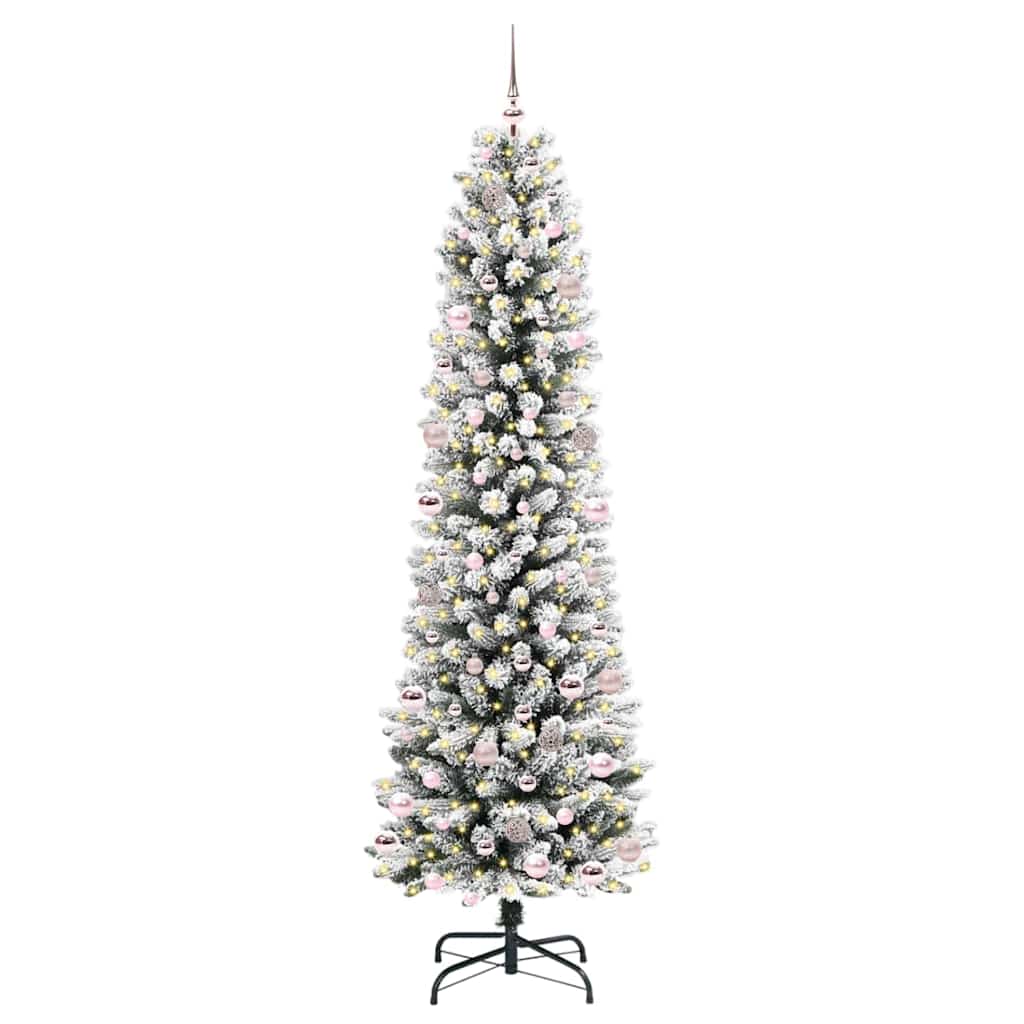 Dirbtinė Kalėdų eglutė HOLLOW SNOW, su 300 LED stovu Žalia ir balta 240 cm.