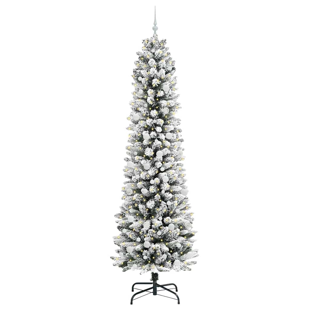 Dirbtinė Kalėdų eglutė HOLLOW SNOW, su 300 LED stovu Žalia ir balta 240 cm.