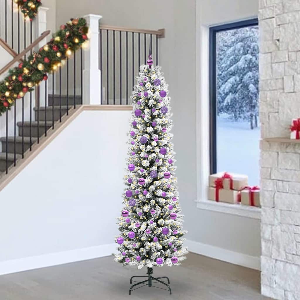Dirbtinė Kalėdų eglutė HOLLOW SNOW, su 300 LED stovu Žalia ir balta 240 cm.