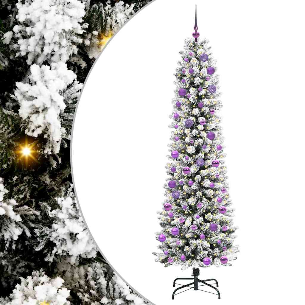 Dirbtinė Kalėdų eglutė HOLLOW SNOW, su 300 LED stovu Žalia ir balta 240 cm.