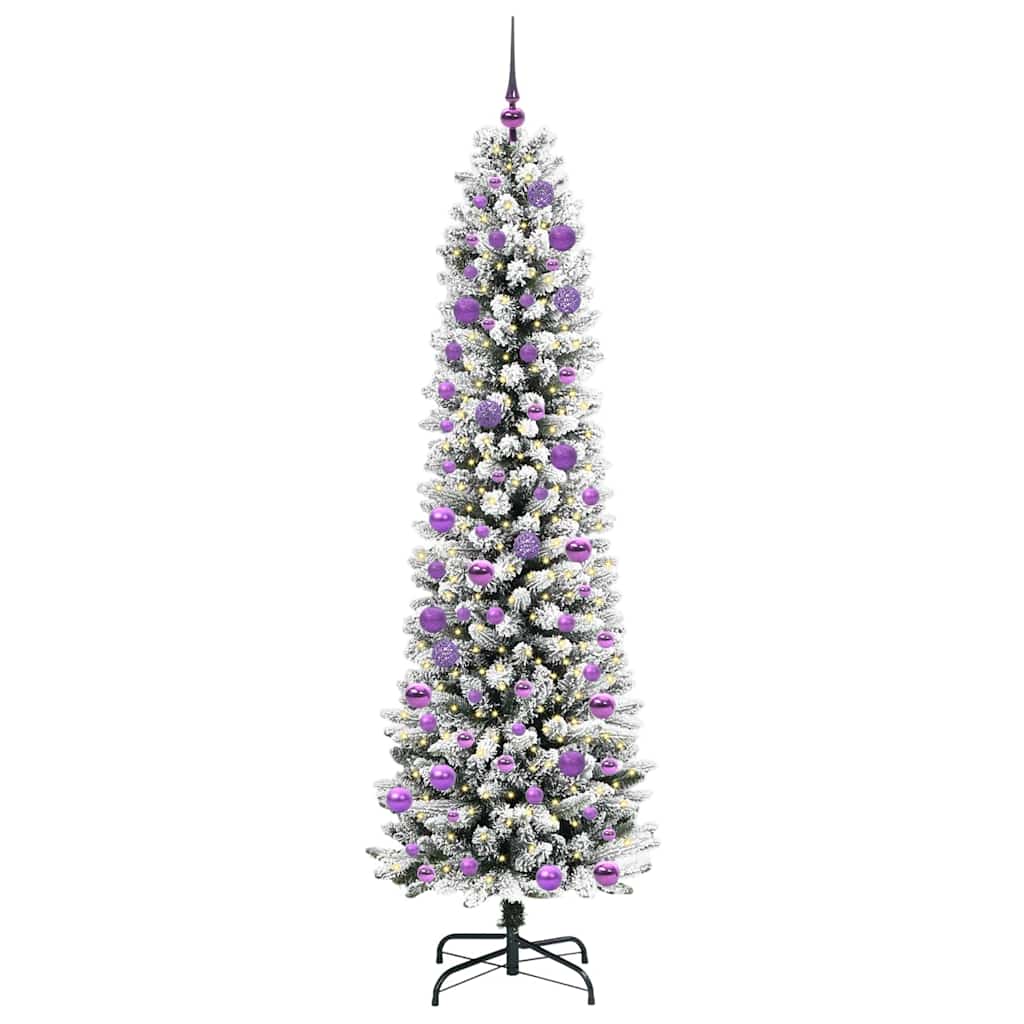 Dirbtinė Kalėdų eglutė HOLLOW SNOW, su 300 LED stovu Žalia ir balta 240 cm.
