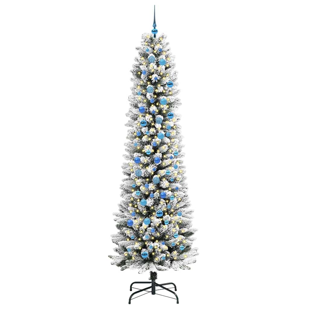 Dirbtinė Kalėdų eglutė HOLLOW SNOW, su 300 LED stovu Žalia ir balta 240 cm.
