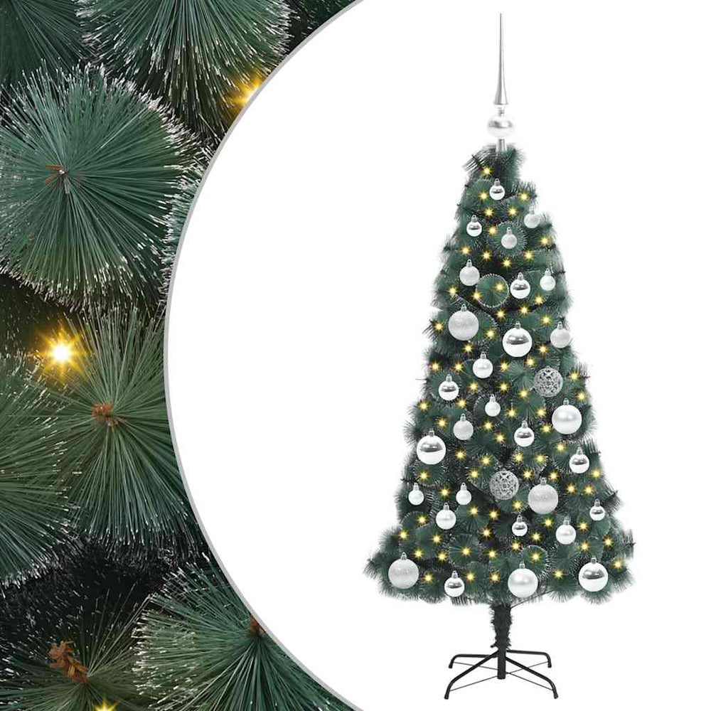 Pre-Lit Artificial Christmas Tree with Ball Ornaments Set