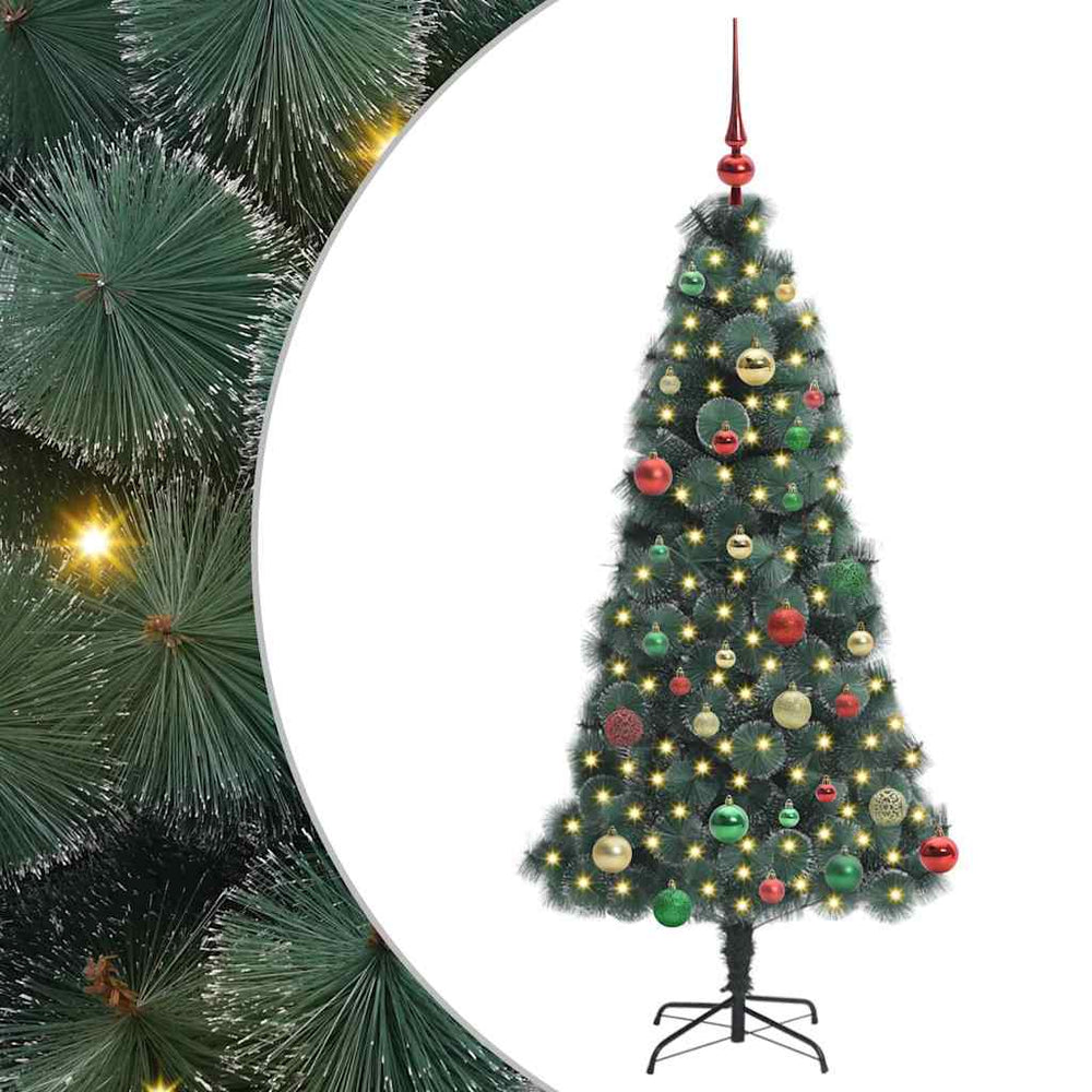 Artificial pre-lit Christmas tree with a set of baubles