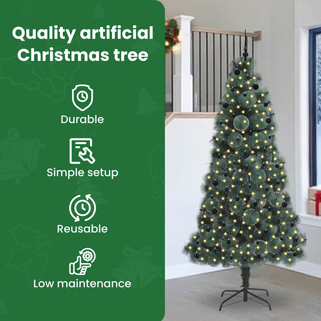 Artificial pre-lit Christmas tree SNOW HOLLOW, with bauble set