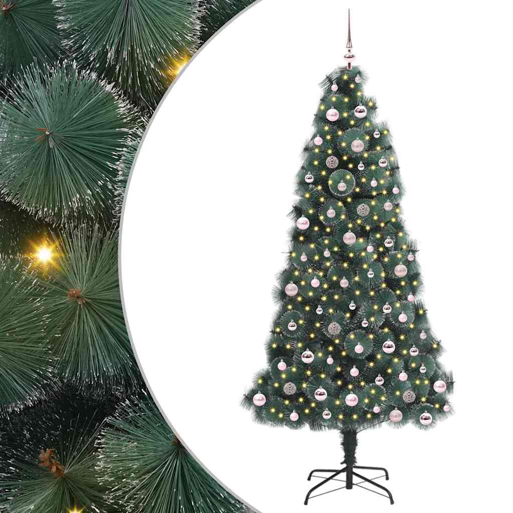 Artificial pre-lit Christmas tree SNOW HOLLOW, with bauble set