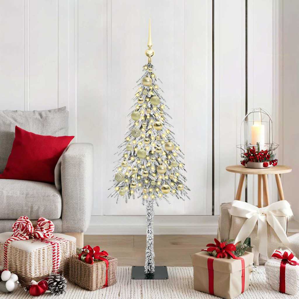 Kalėdų eglutė su 150 LED s stovu Balta 120 cm PE ir Plienas