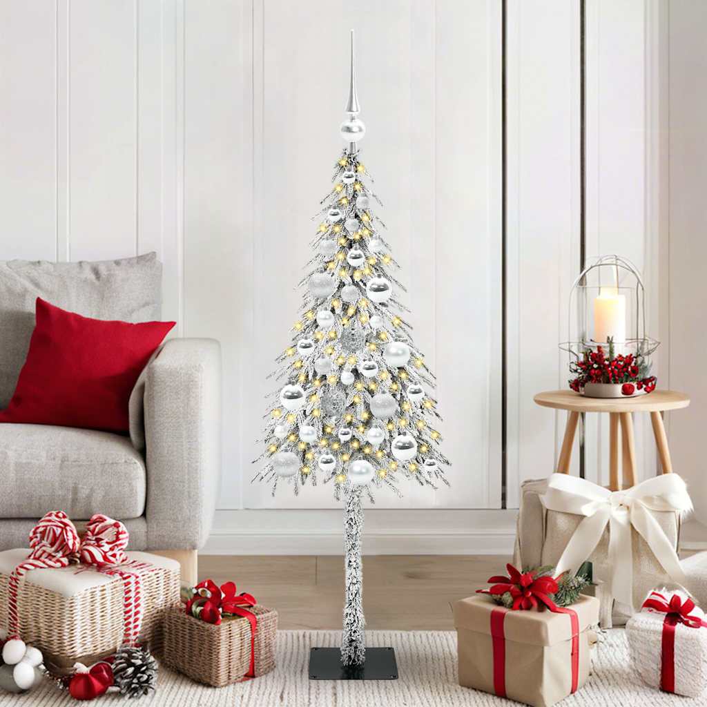 Kalėdų eglutė su 150 LED s stovu Balta 120 cm PE ir Plienas