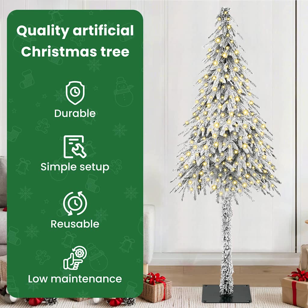 Kalėdų eglutė su 300 LED s stovu Balta 210 cm PE ir Plienas