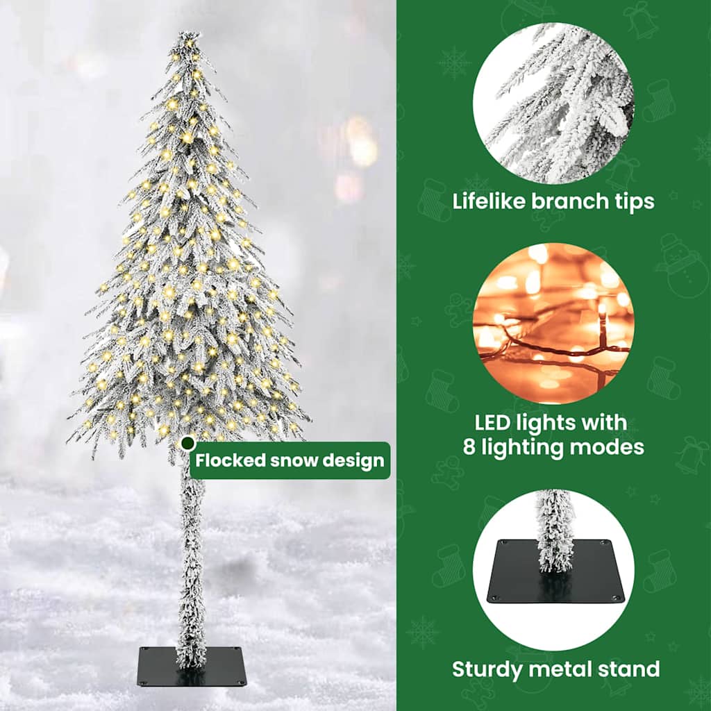Kalėdų eglutė su 300 LED s stovu Balta 210 cm PE ir Plienas
