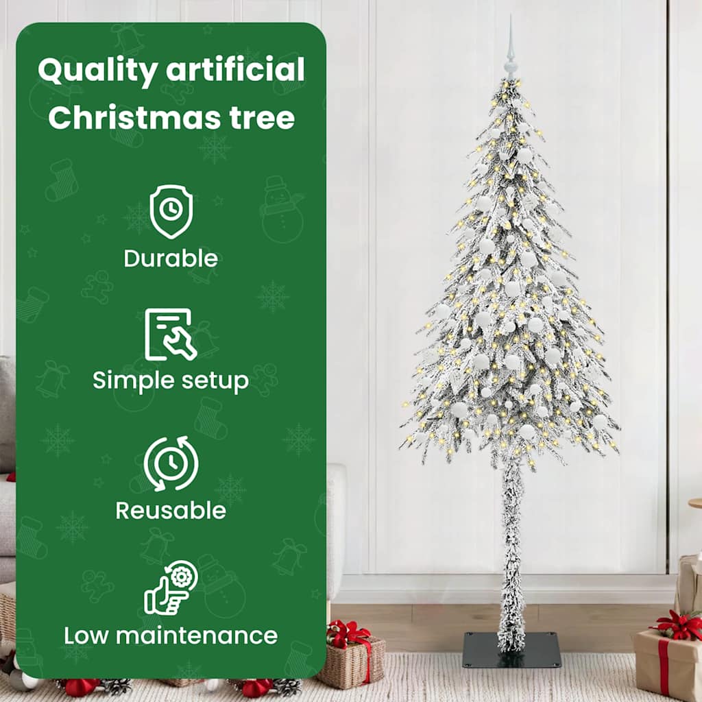 Kalėdų eglutė su 300 LED s stovu Balta 210 cm PE ir Plienas