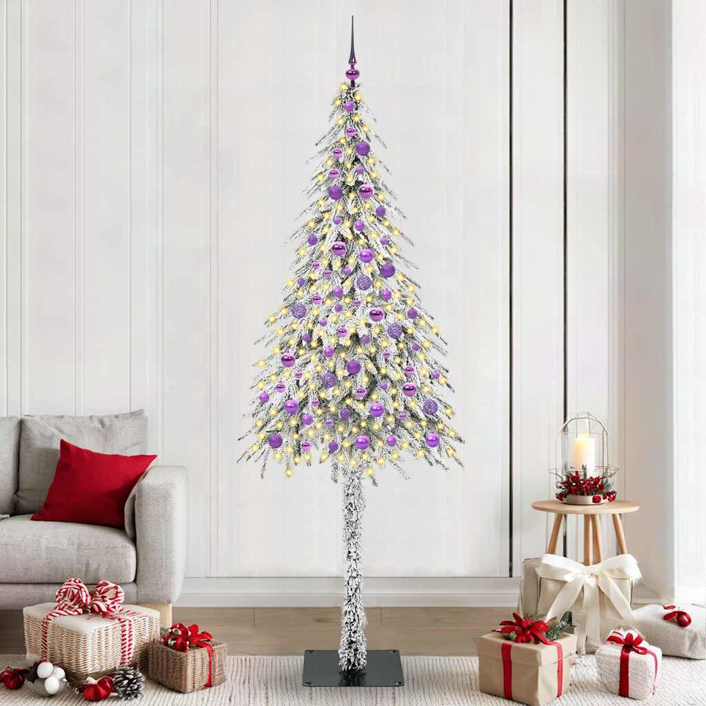 Kalėdų eglutė su 300 LED s stovu Balta 210 cm PE ir Plienas