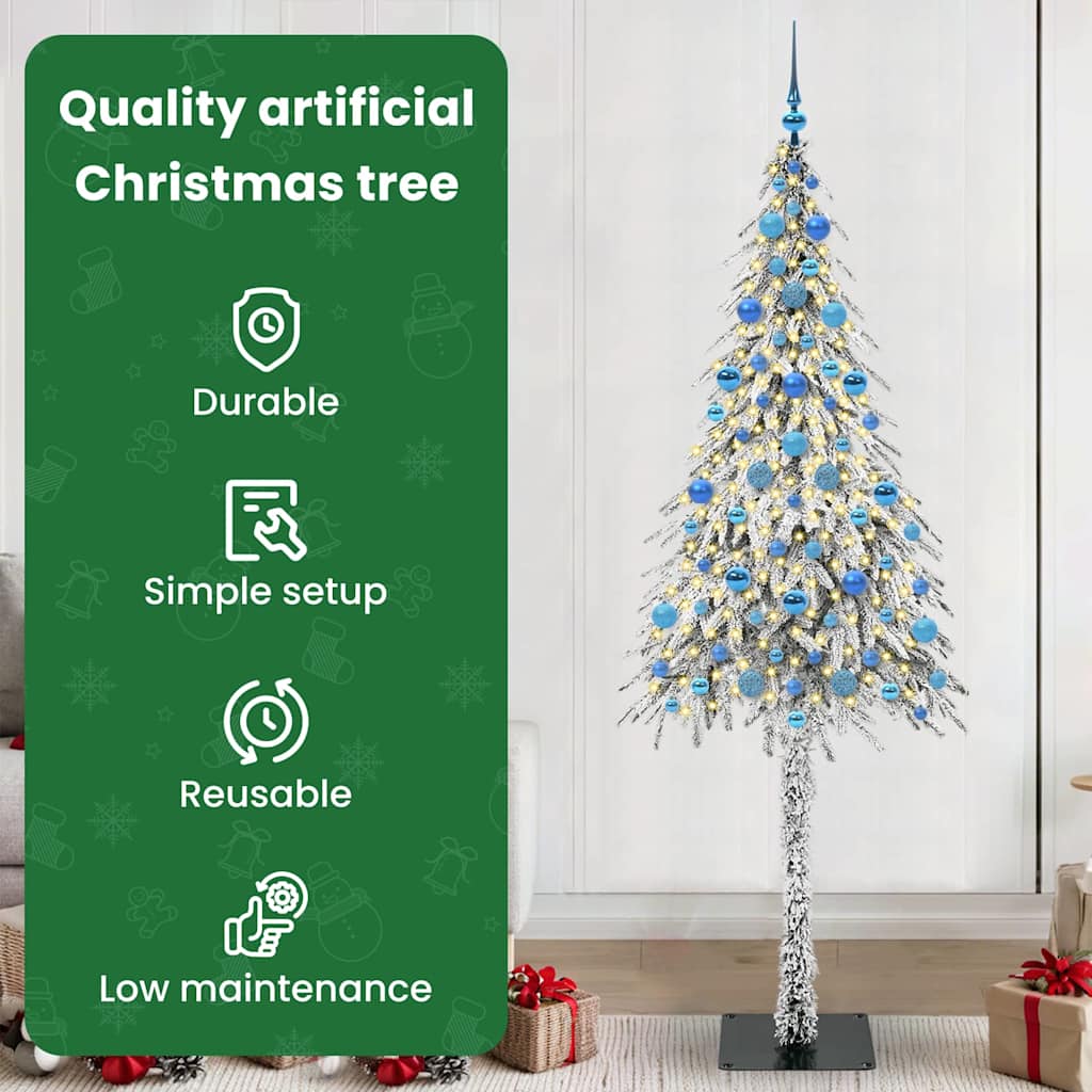 Kalėdų eglutė su 300 LED s stovu Balta 210 cm PE ir Plienas
