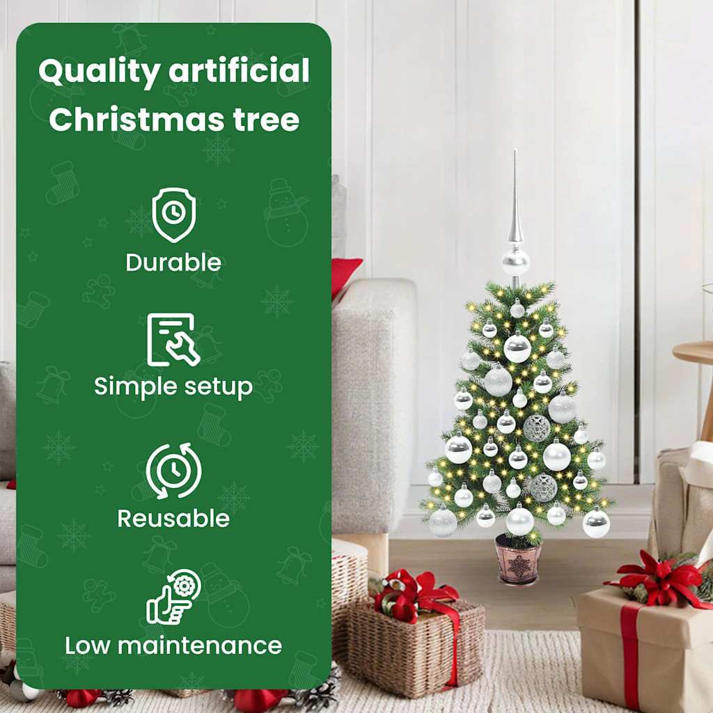 Ziemassvētku eglīte ar 150 LED un statīvu Zaļa 65 cm PE